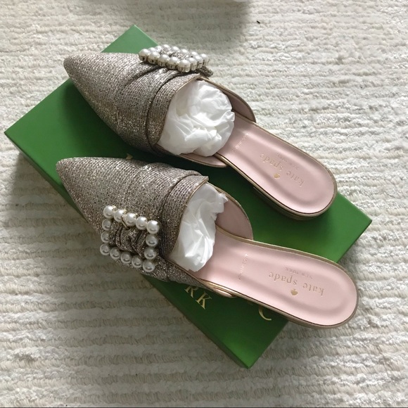 NWT Kate Spade gold Broadway mules - Picture 4 of 9